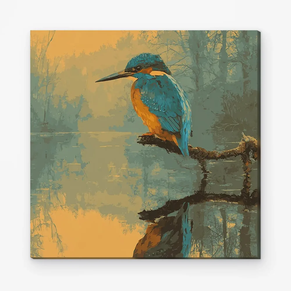 Pintar por Números - Martín pescador grunge junto al agua