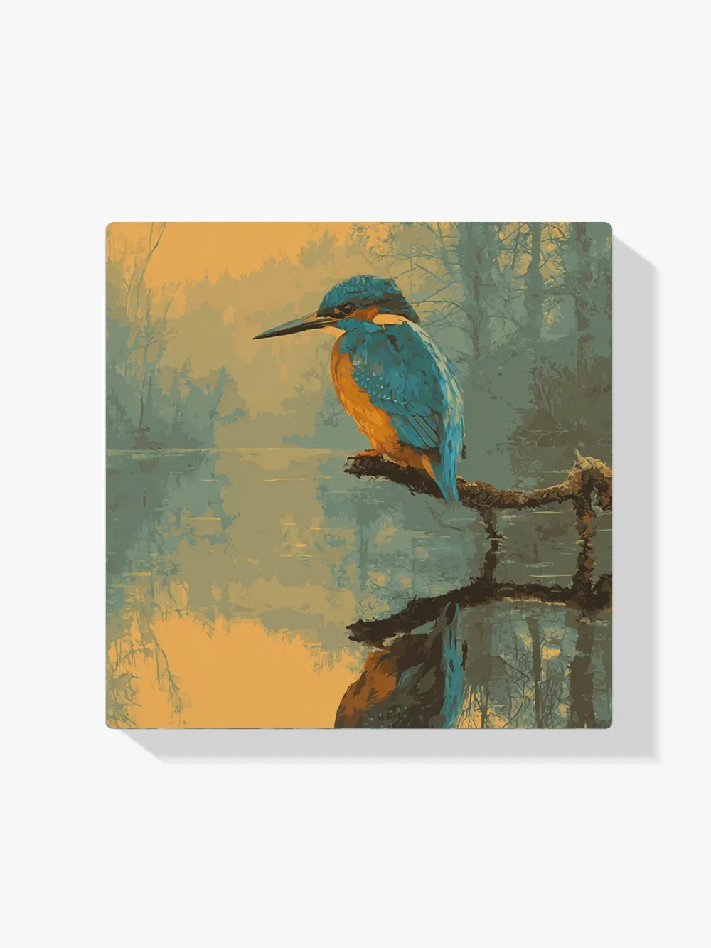 Pintar por números Martín pescador grunge junto al agua