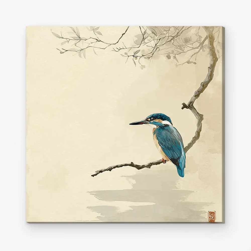 Pintar por Números - Martín pescador japonés sobre la niebla