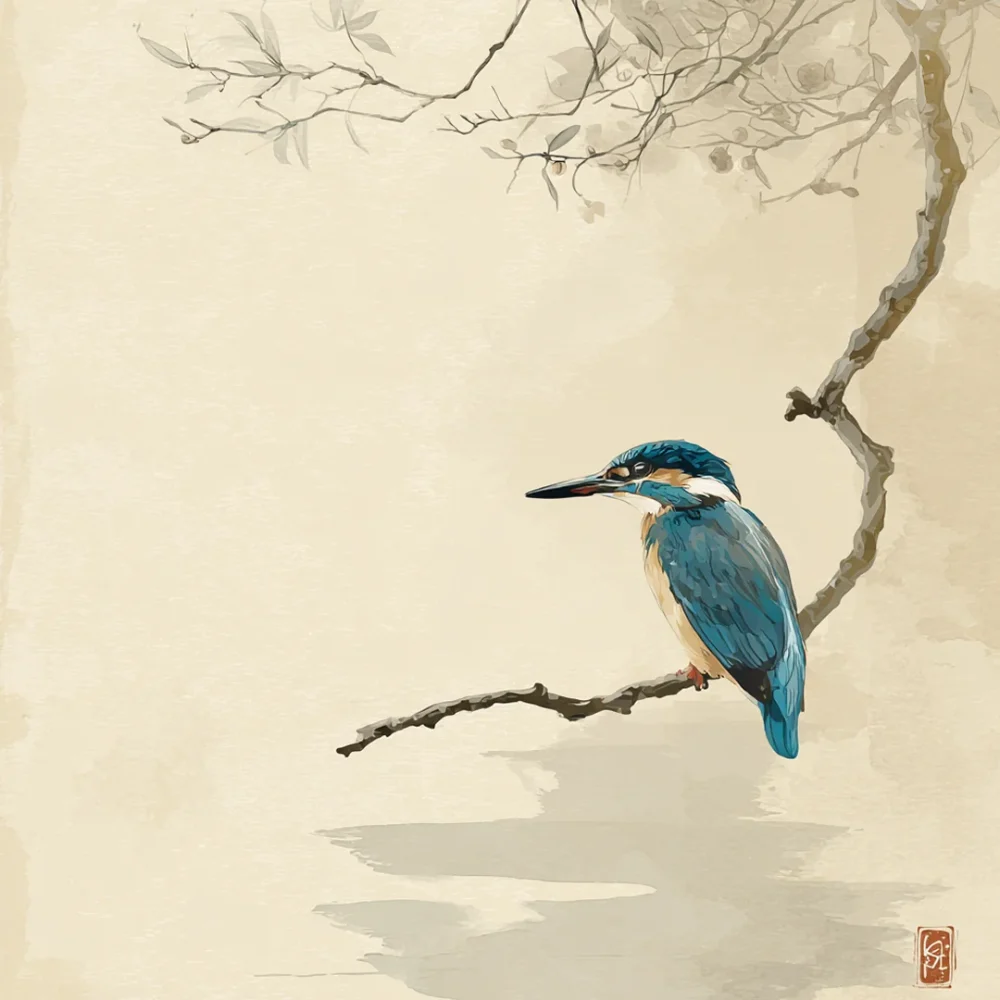 Pintar por números Martín pescador japonés sobre la niebla – foto 2