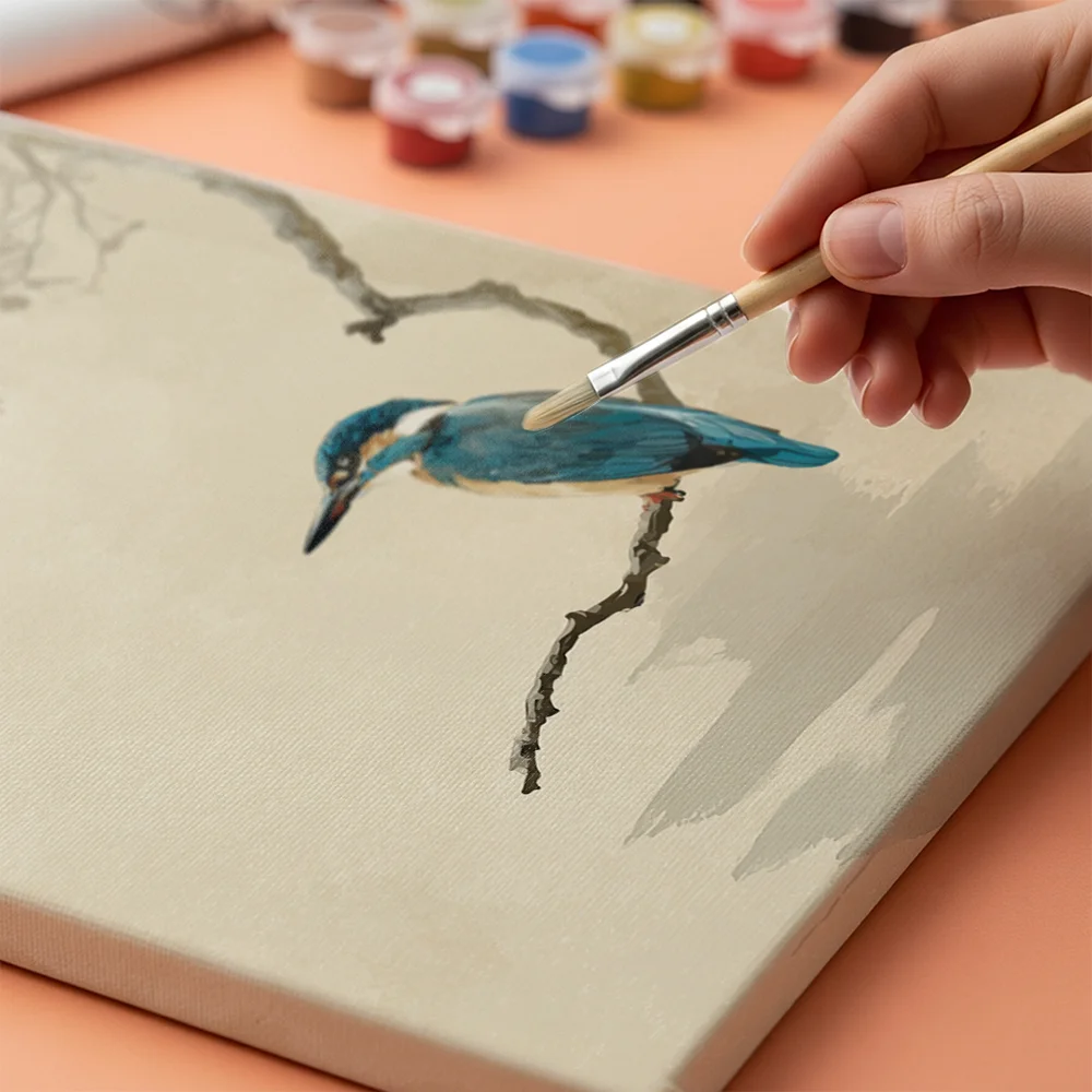 Pintar por números Martín pescador japonés sobre la niebla – foto 4