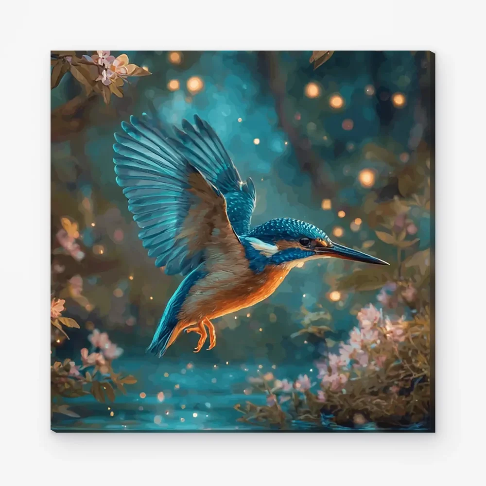 Pintar por Números - Martín pescador mágico en un bosque encantado