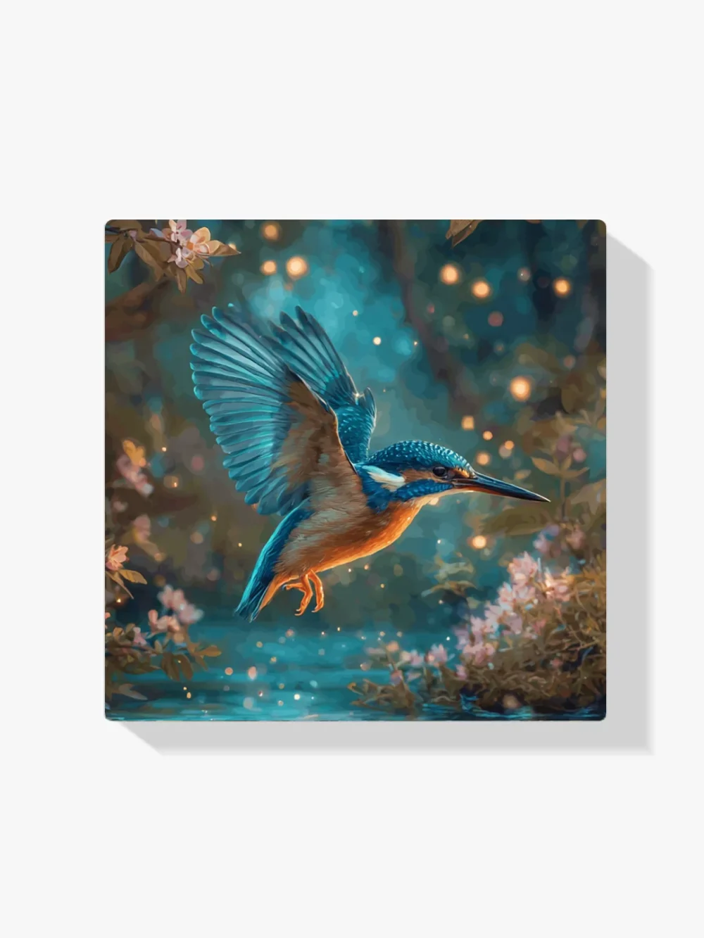 Pintar por números Martín pescador mágico en un bosque encantado