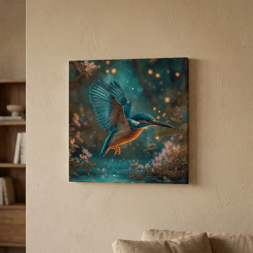 Pintar por números Martín pescador mágico en un bosque encantado – foto 3
