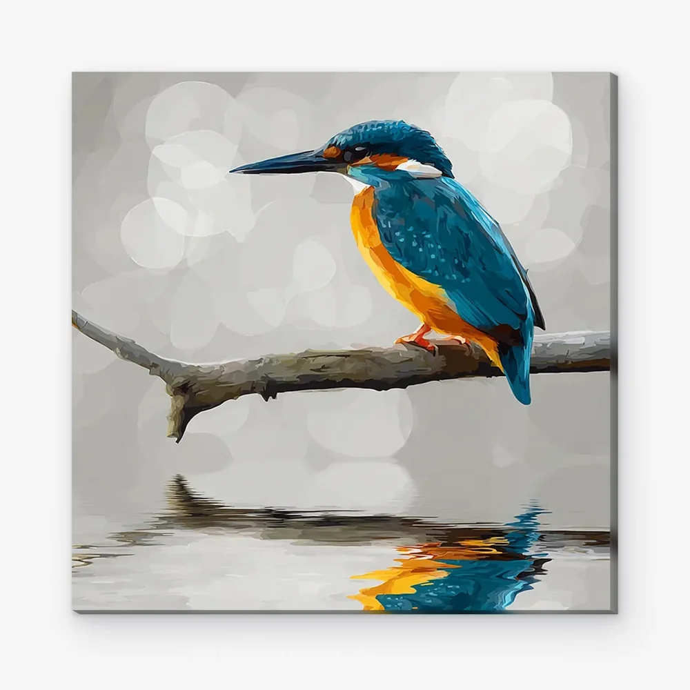 Pintar por Números - Martín pescador, reflejo matinal perfecto