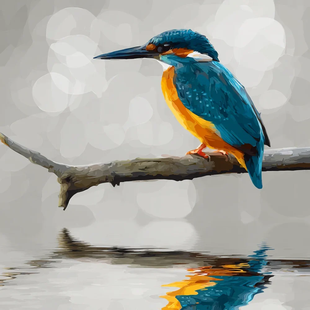 Pintar por números Martín pescador, reflejo matinal perfecto – foto 2