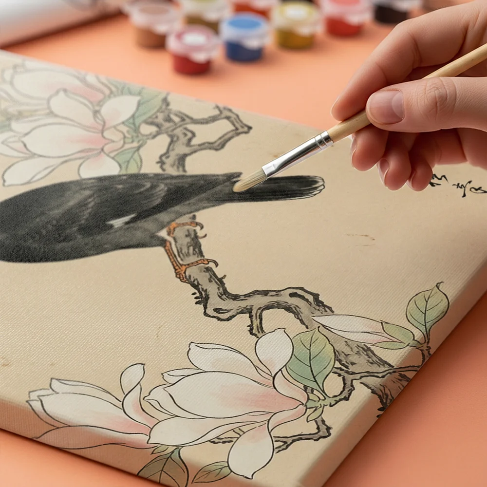 Pintar por números Mirlo junto a la magnolia – foto 4