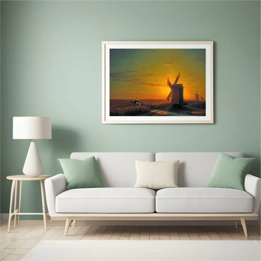 Pintar por números Molinos en la estepa ucraniana al atardecer – foto 4