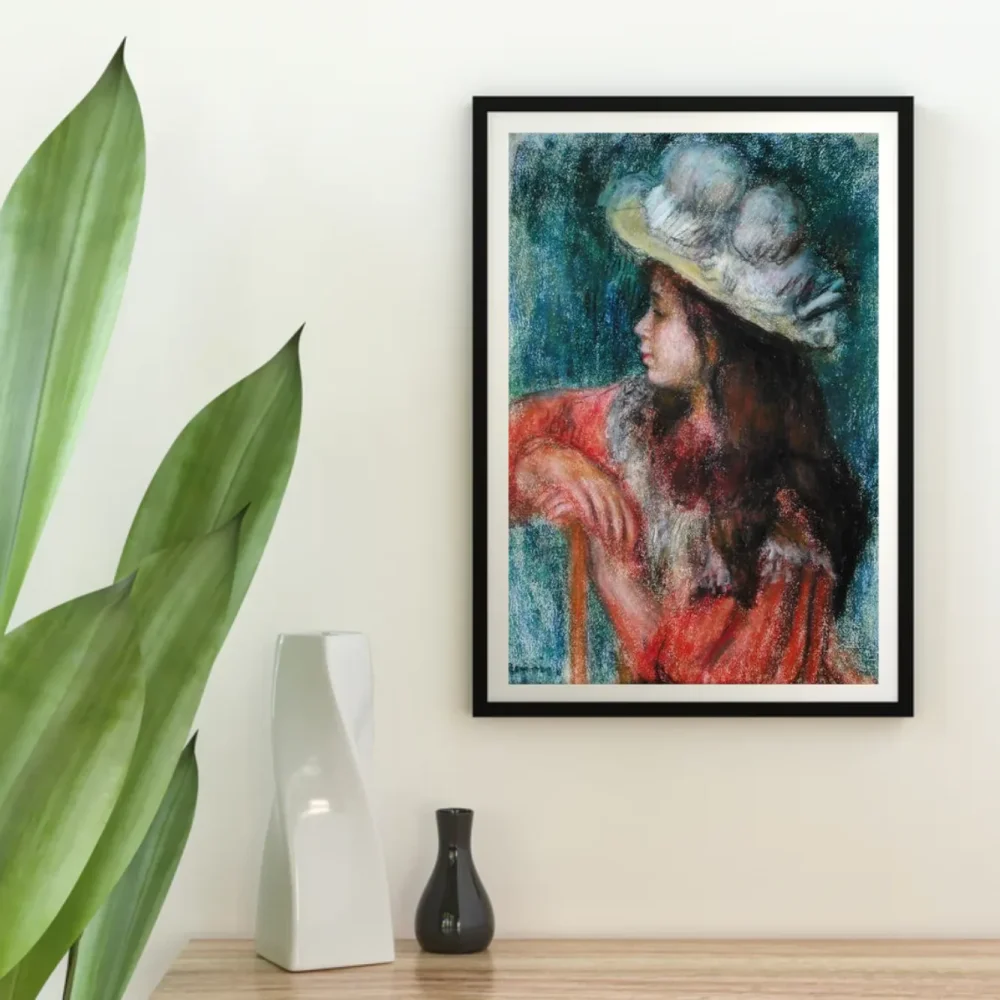 Pintar por números Muchacha sentada con sombrero blanco – foto 4