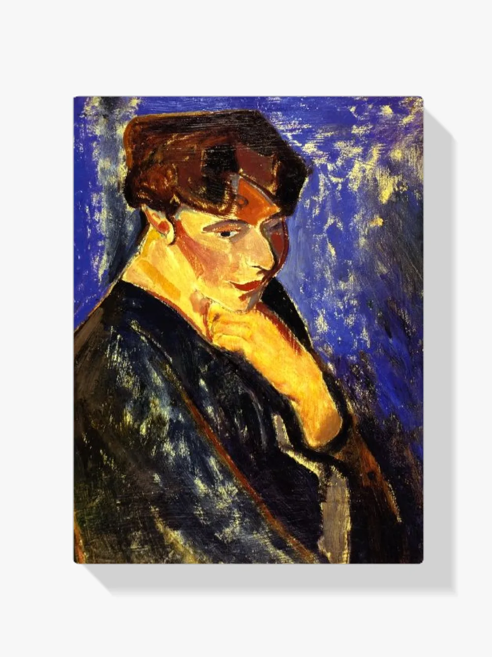 Pintar por números Mujer con fondo azul