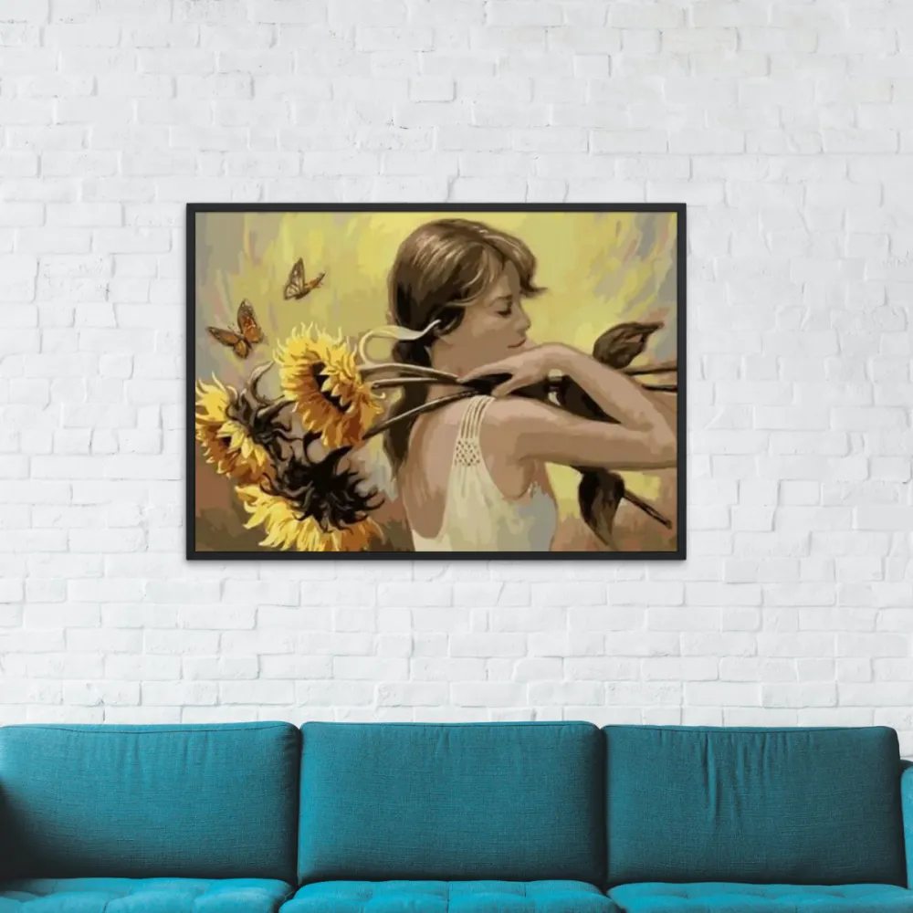 Pintar por números Mujer con girasoles – foto 2