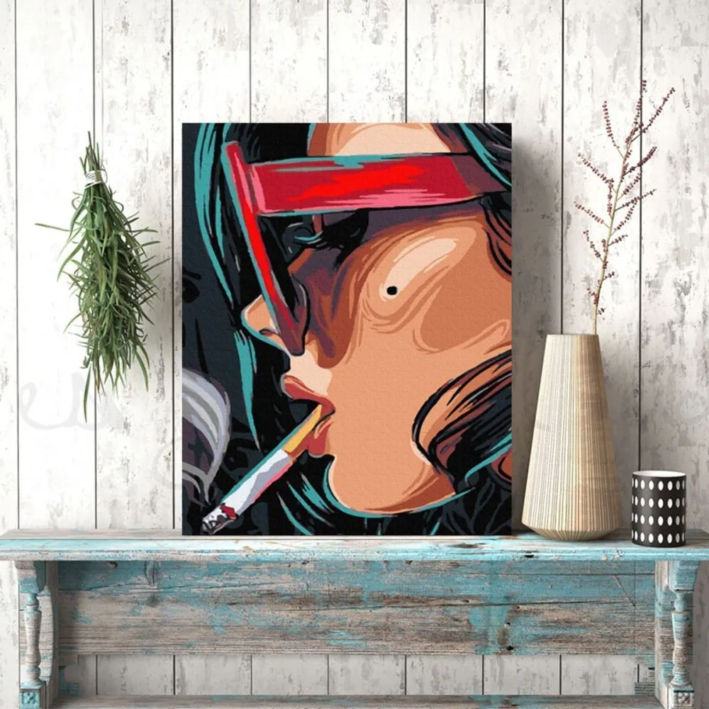 Pintar por números Mujer fumando pop art – foto 2