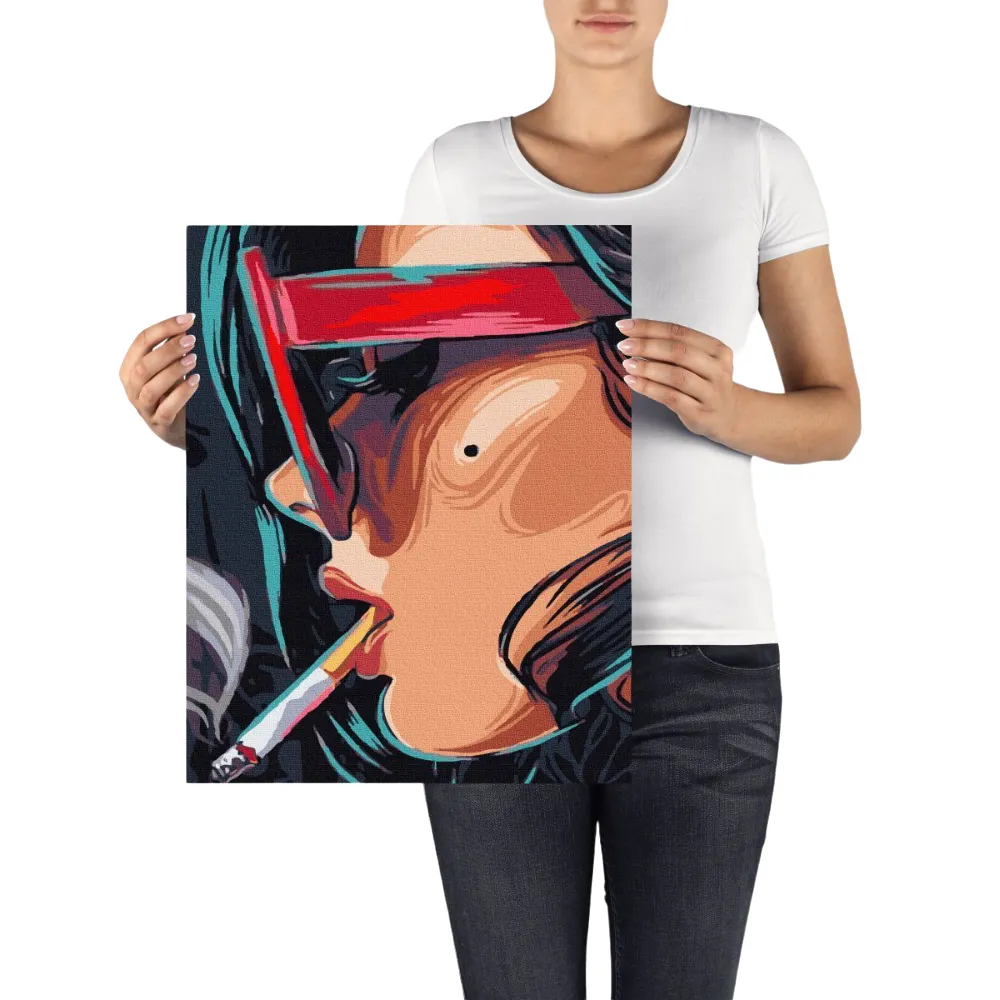 Pintar por números Mujer fumando pop art – foto 4