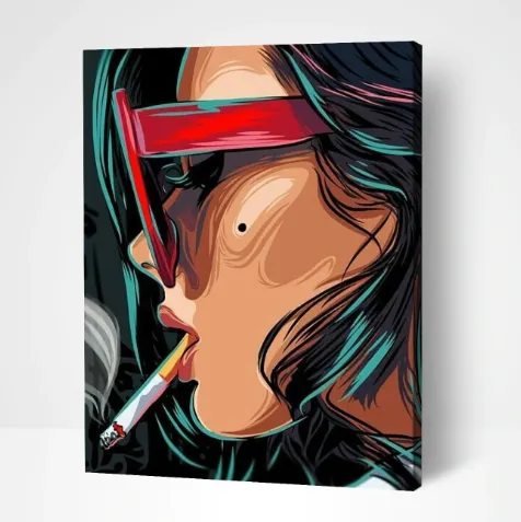 Pintar por números Mujer fumando pop art