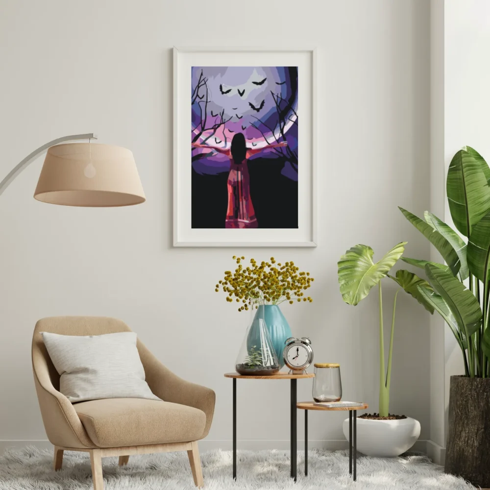 Pintar por números Mujer misteriosa bajo la luna llena – foto 3