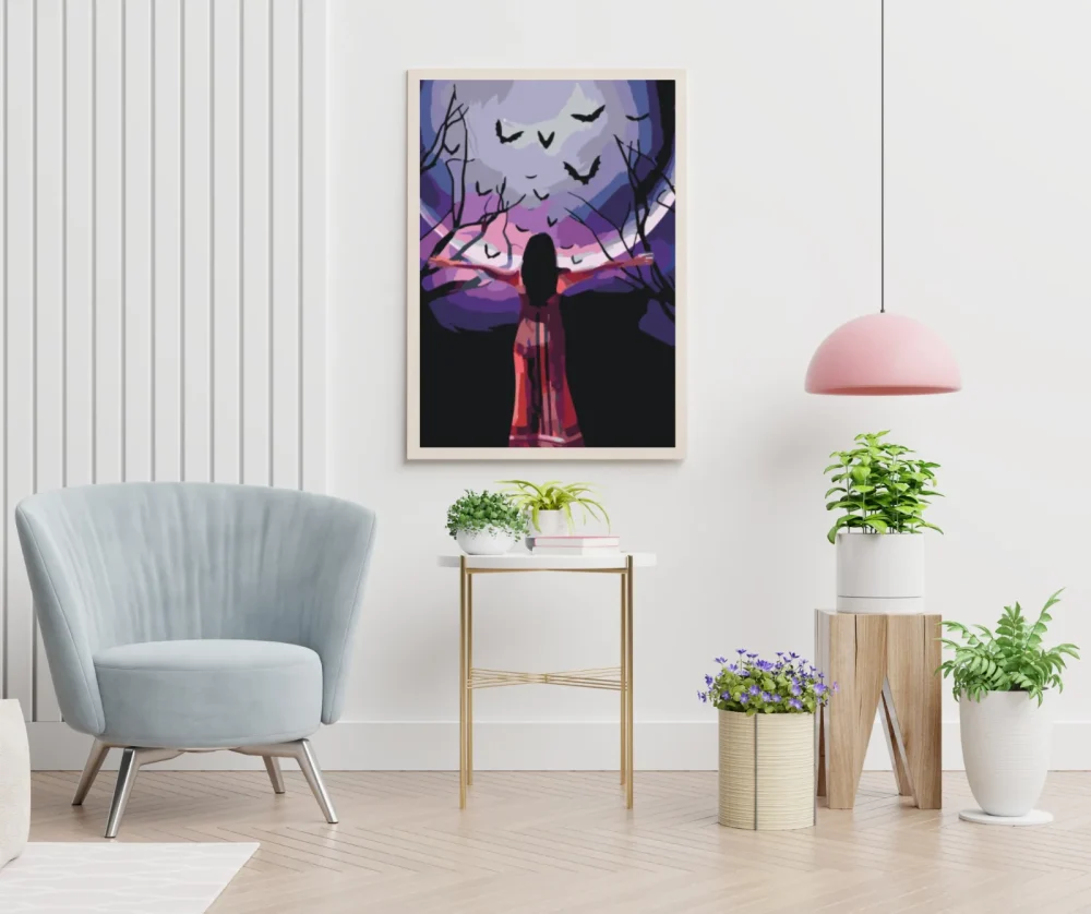 Pintar por números Mujer misteriosa bajo la luna llena – foto 5