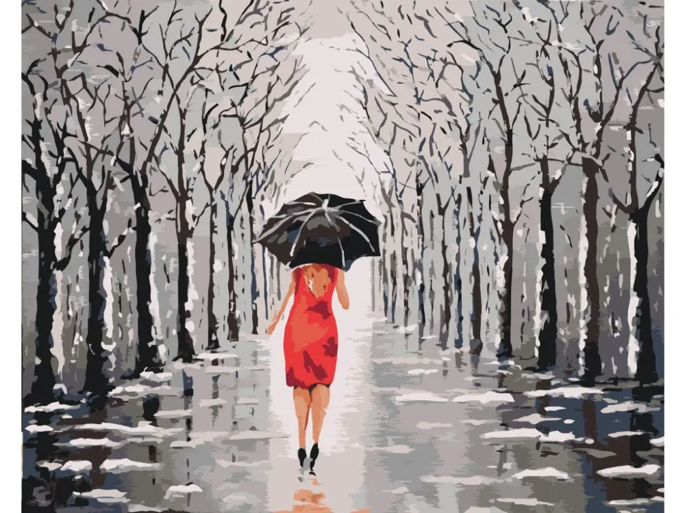 Pintar por números Mujer paseando por el parque – foto 2