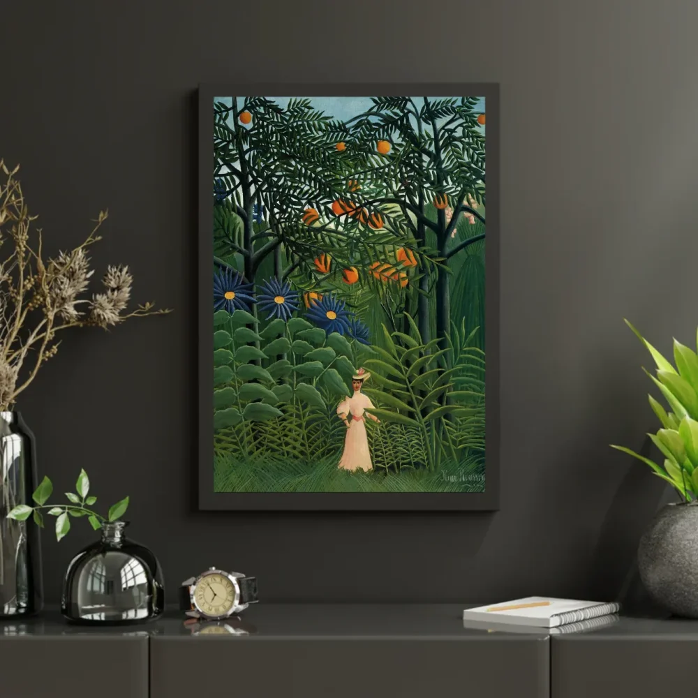 Pintar por números Mujer paseando por un bosque exótico – foto 3