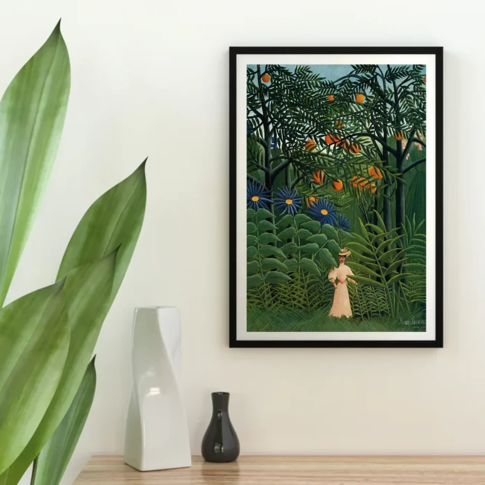 Pintar por números Mujer paseando por un bosque exótico – foto 4