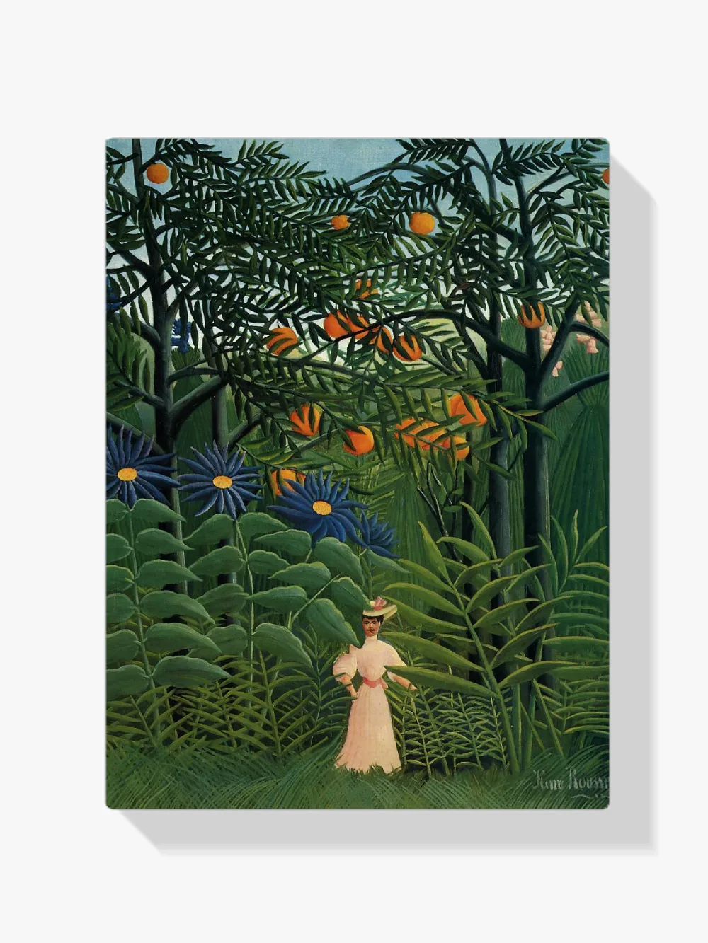 Pintar por números Mujer paseando por un bosque exótico