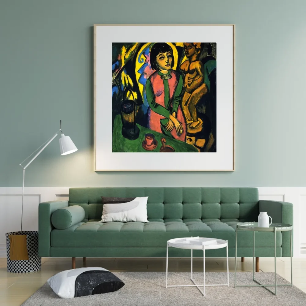 Pintar por números Mujer sentada con escultura de madera – foto 3