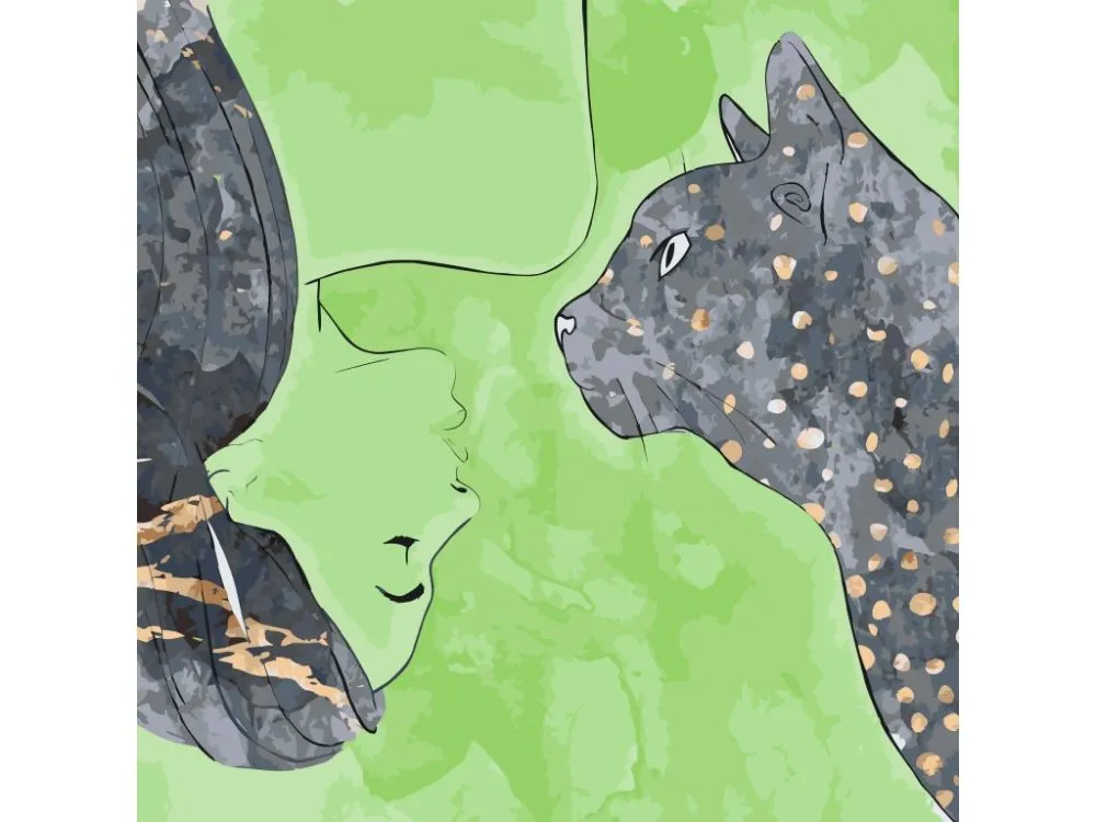 Pintar por números Mujer y gato – foto 2