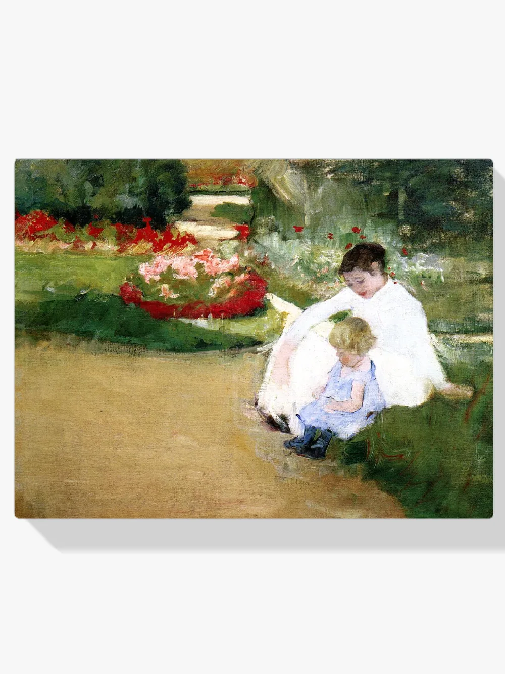 Pintar por números Mujer y niño sentados en un jardín
