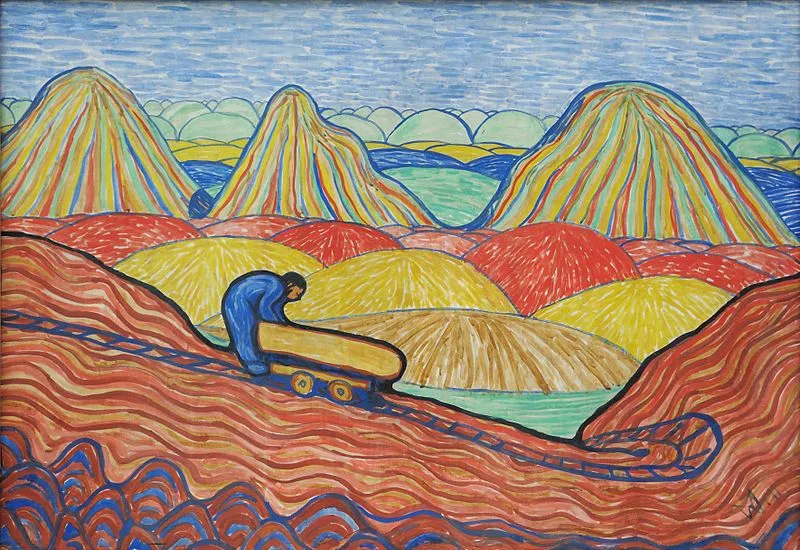 Pintar por números Obrero con un carro amarillo – foto 2