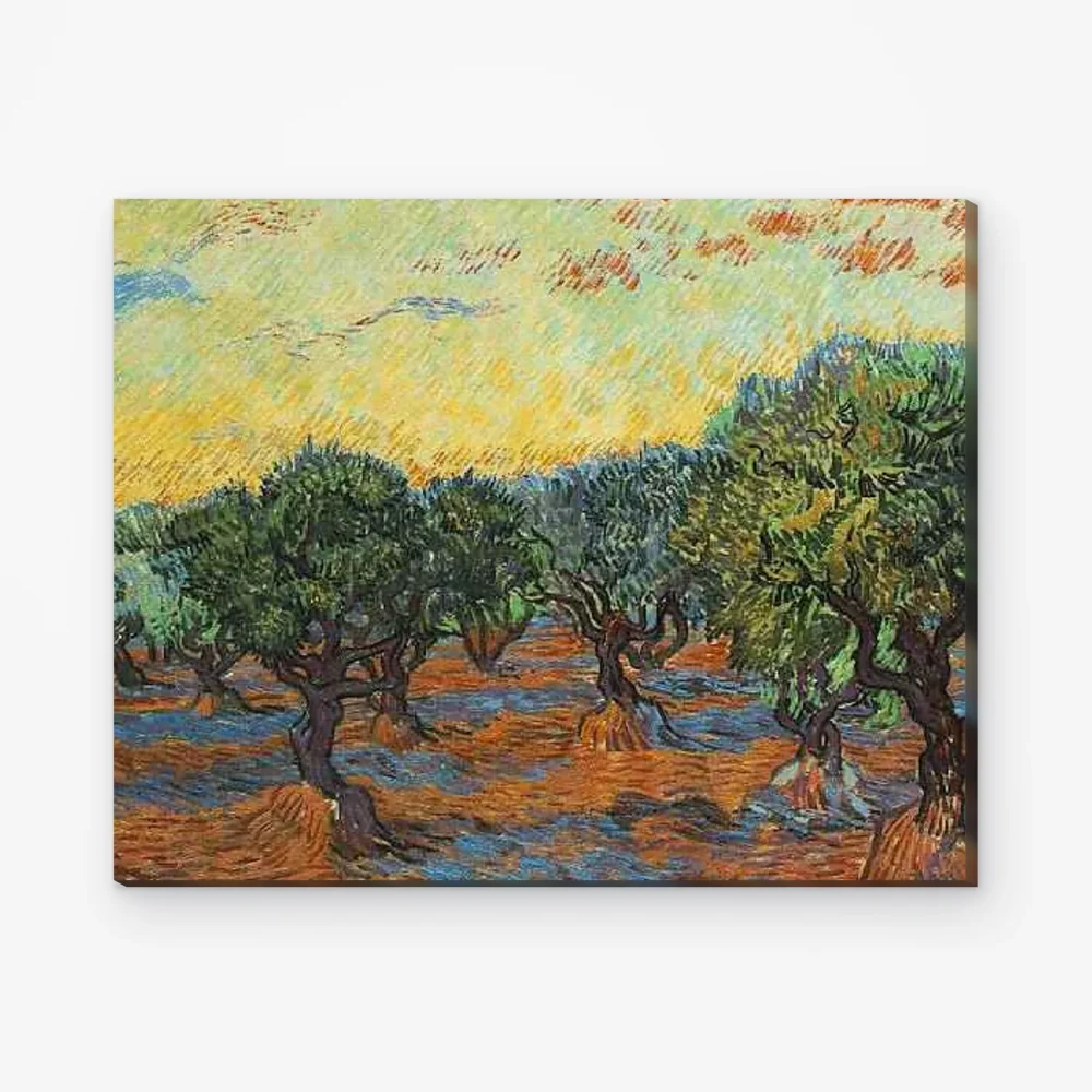 Pintar por Números - Olivar bajo un cielo anaranjado