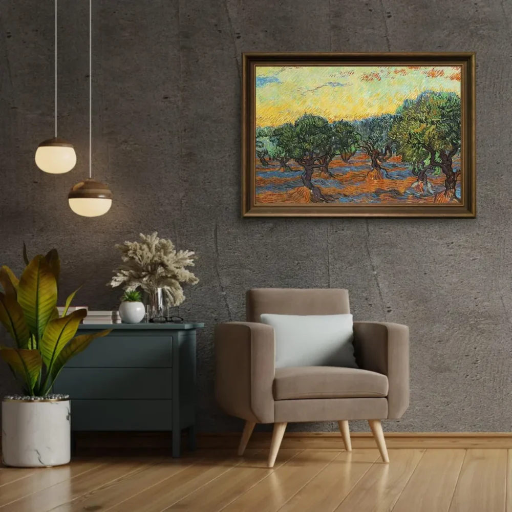 Pintar por números Olivar bajo un cielo anaranjado – foto 2
