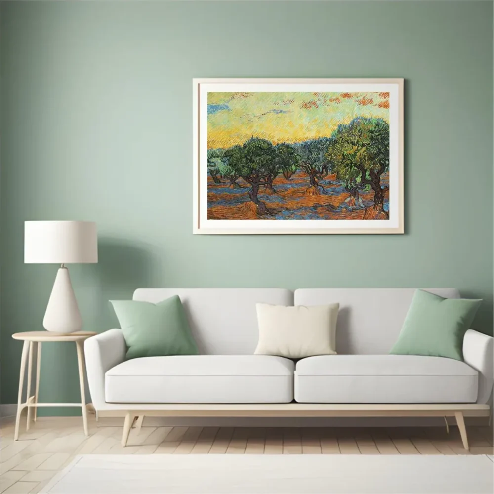 Pintar por números Olivar bajo un cielo anaranjado – foto 4