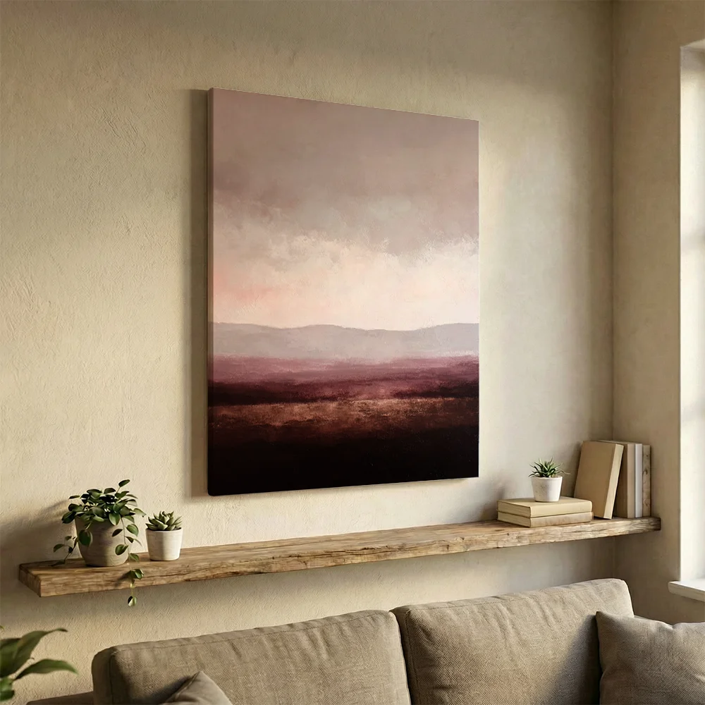 Pintar por números Paisaje abstracto minimalista en morado, topo y burdeos – foto 3