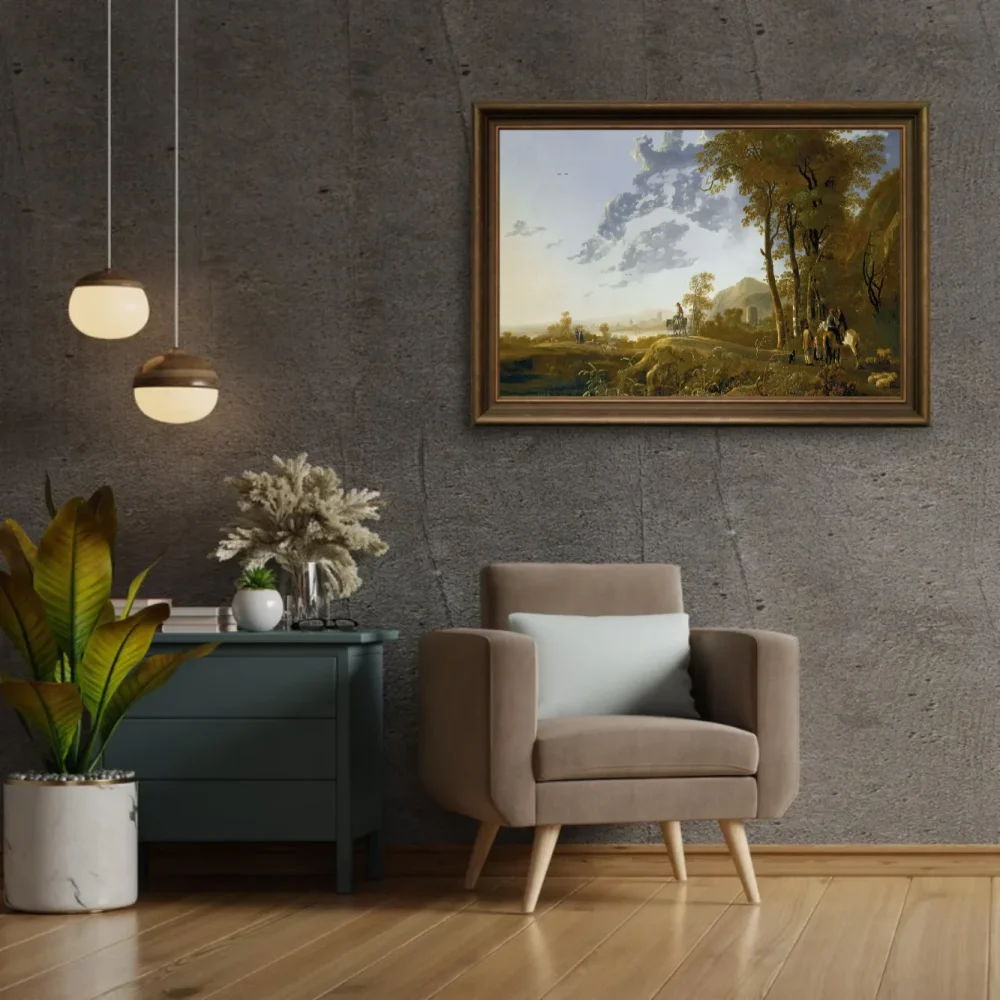 Pintar por números Paisaje al atardecer con figuras y ovejas – foto 2