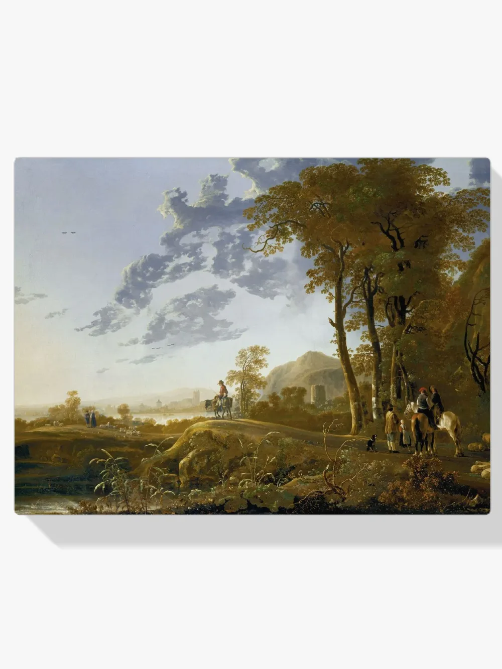 Pintar por números Paisaje al atardecer con figuras y ovejas