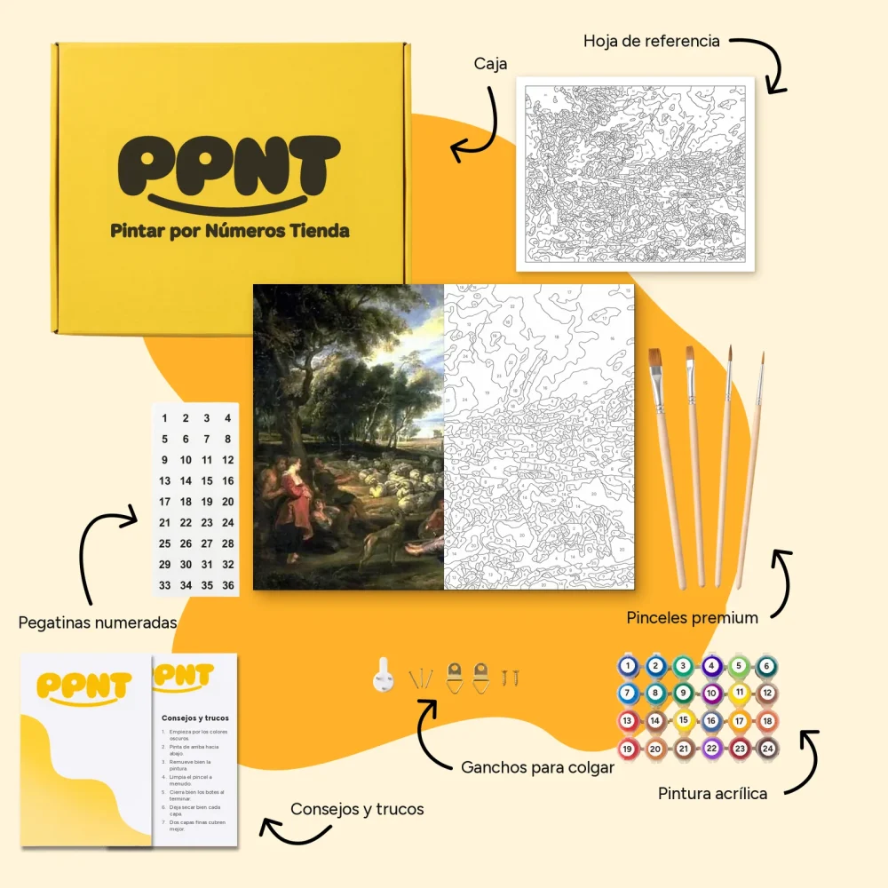 Pintar por Números - Paisaje con arcoíris