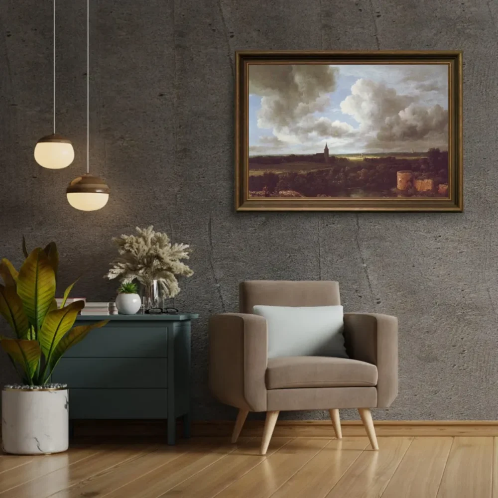Pintar por números Paisaje con castillo en ruinas e iglesia de pueblo – foto 2