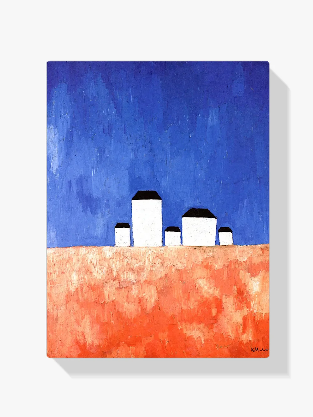 Pintar por números Paisaje con cinco casas