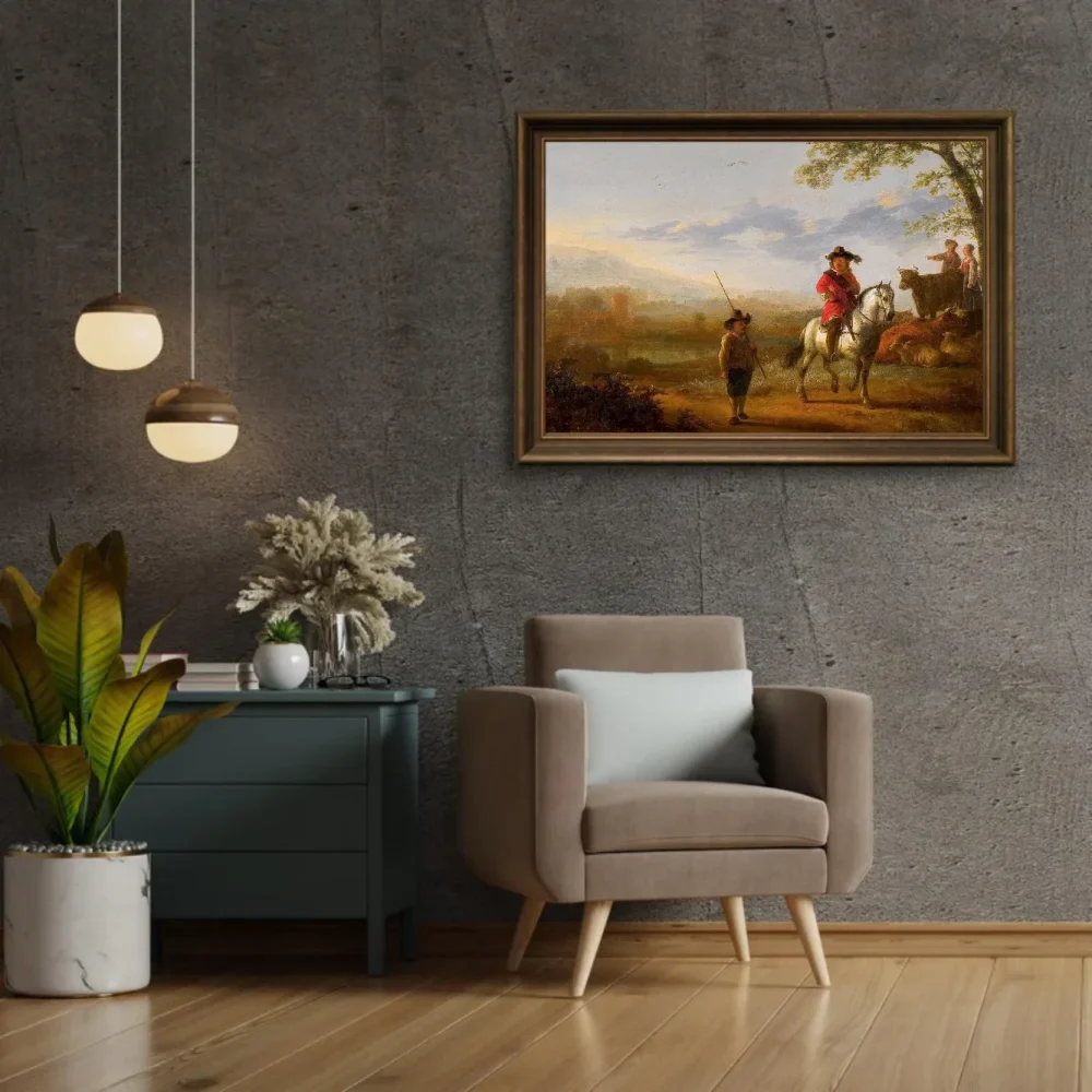 Pintar por números Paisaje con jinete, pastores y ganado – foto 2