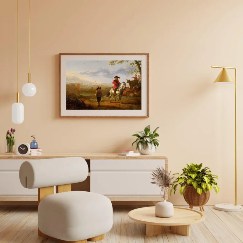 Pintar por números Paisaje con jinete, pastores y ganado – foto 3