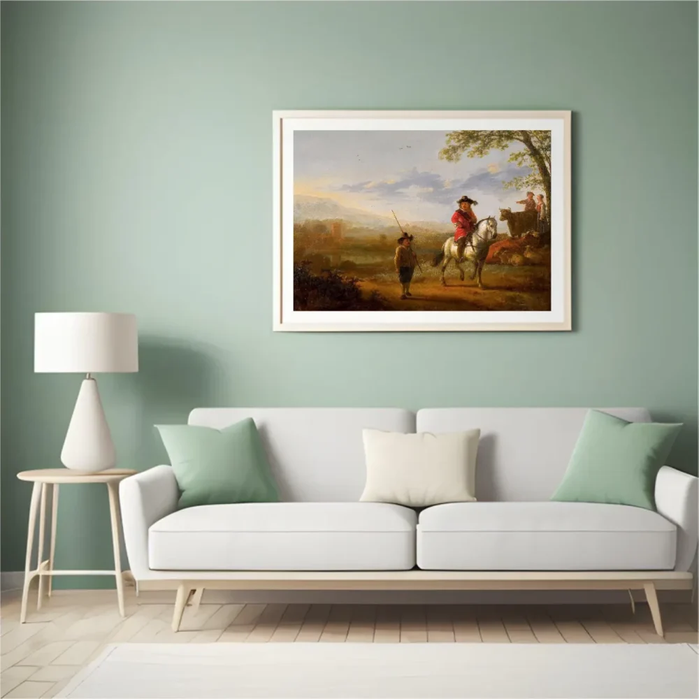 Pintar por números Paisaje con jinete, pastores y ganado – foto 4