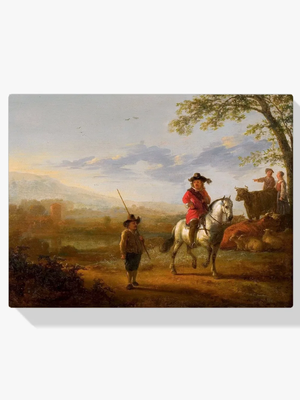 Pintar por números Paisaje con jinete, pastores y ganado