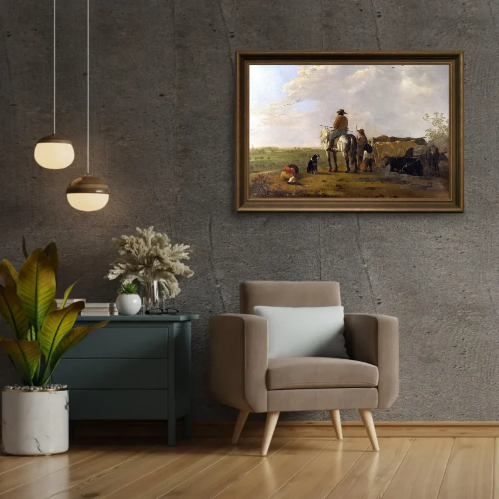Pintar por números Paisaje con jinetes, pastores y ganado – foto 2