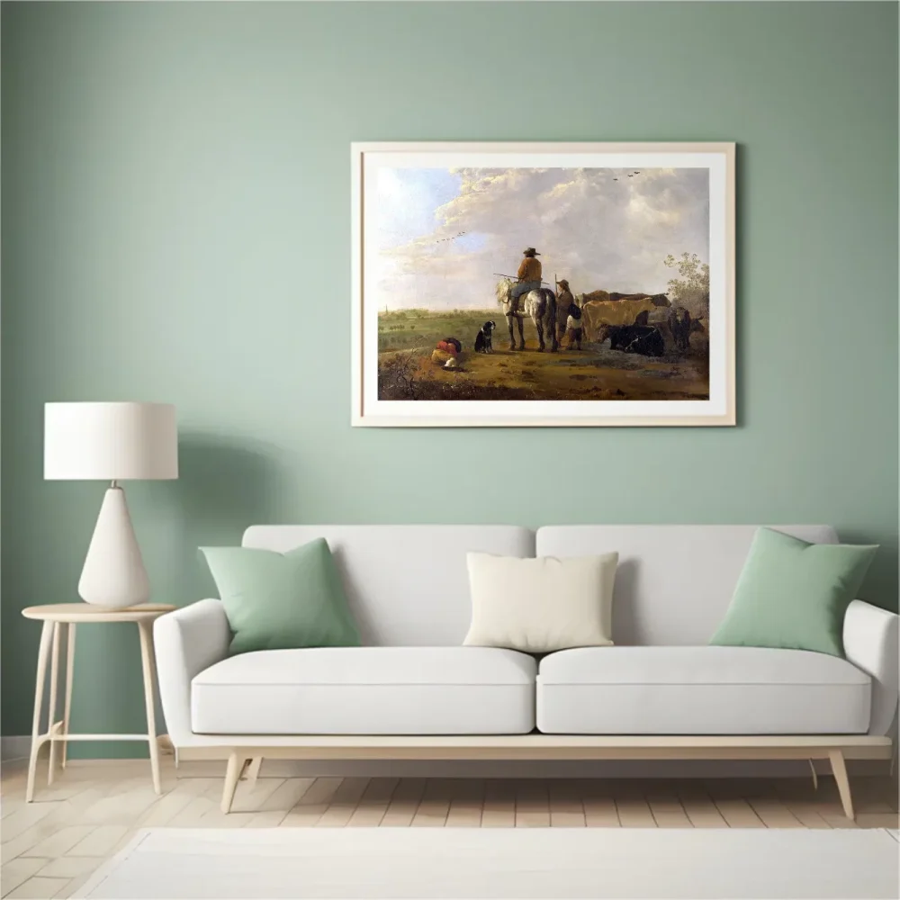Pintar por números Paisaje con jinetes, pastores y ganado – foto 4