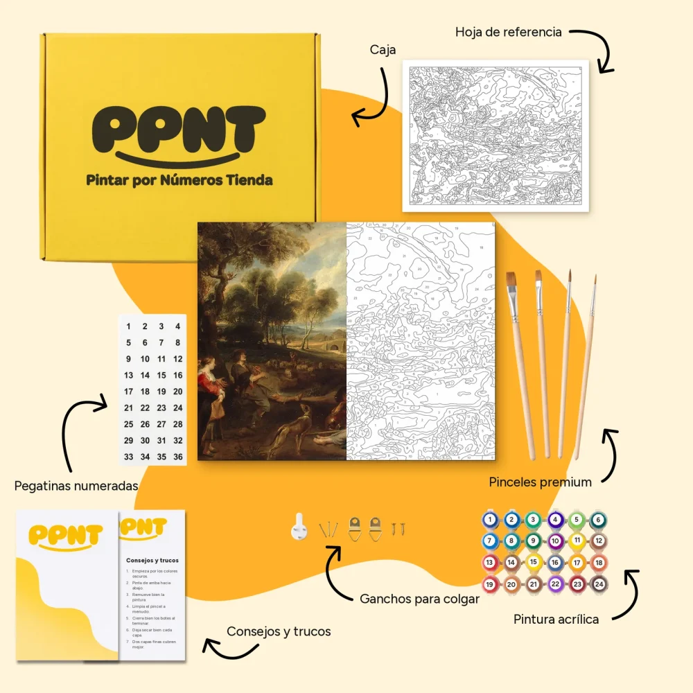 Pintar por Números - Paisaje con un arcoíris