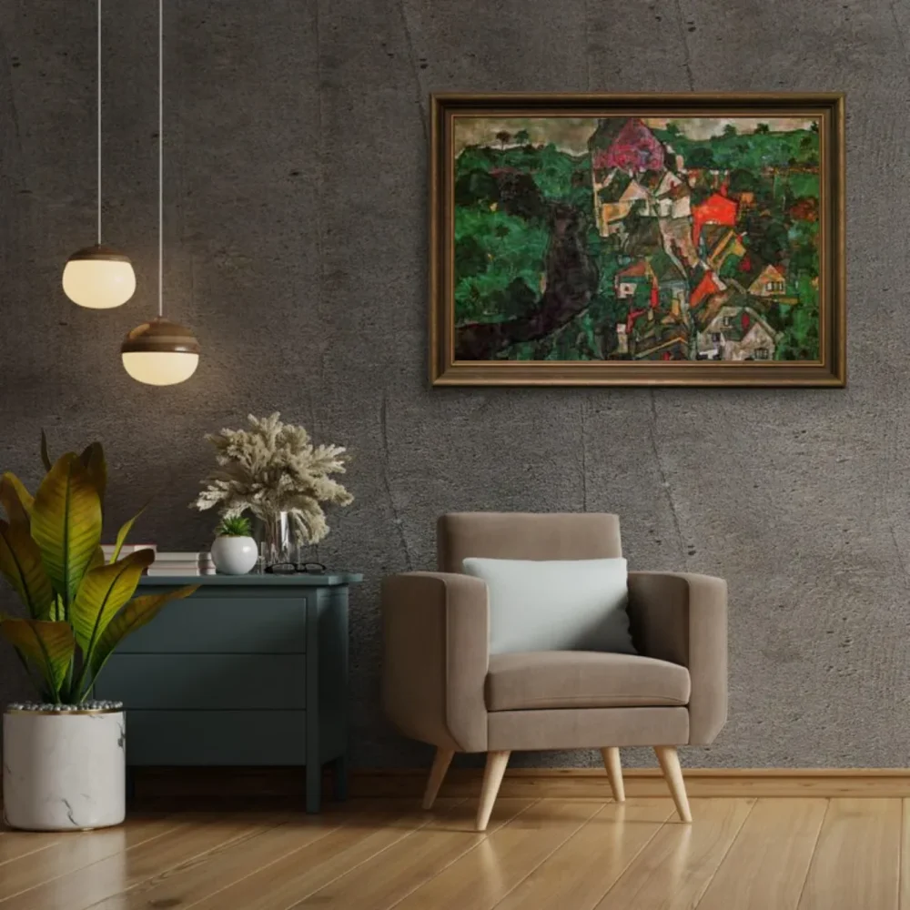 Pintar por números Paisaje de Krumau o Ciudad y río – foto 2