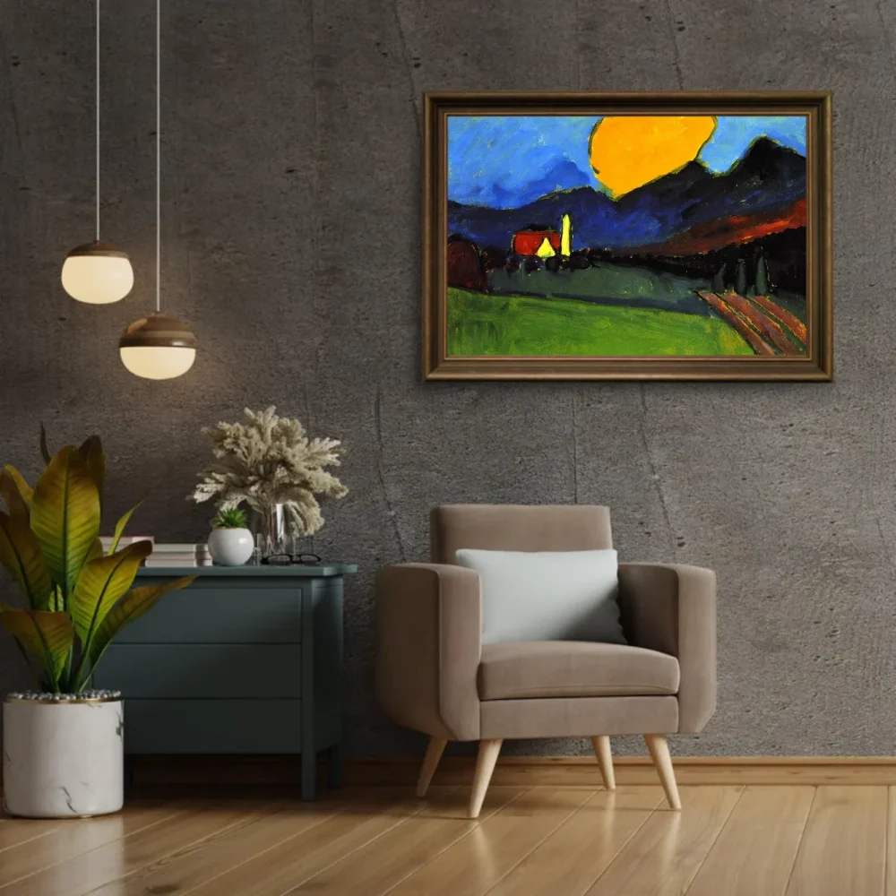 Pintar por números Paisaje de Murnau con nube naranja – foto 2