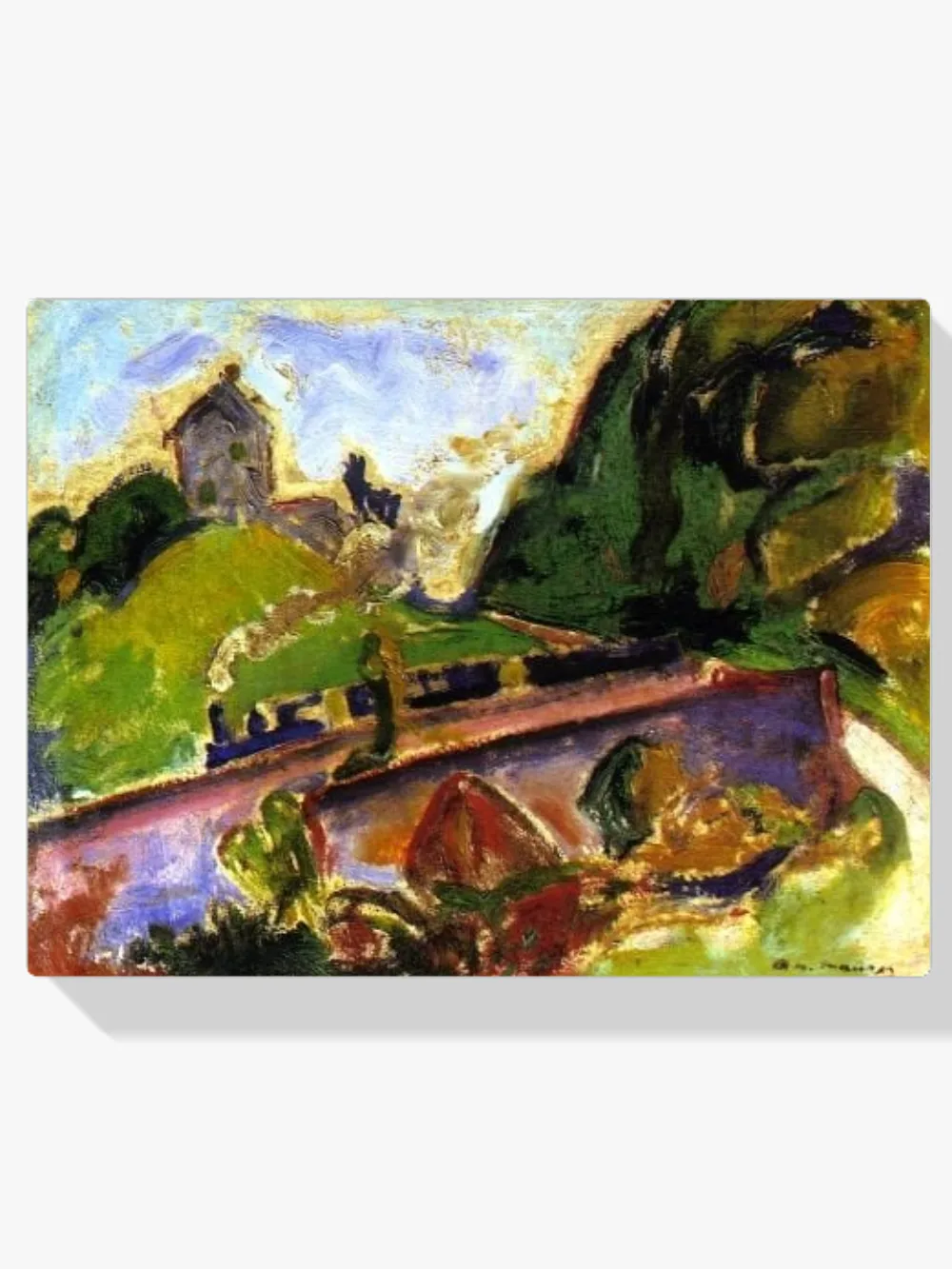 Pintar por números Paisaje fauvista con tren