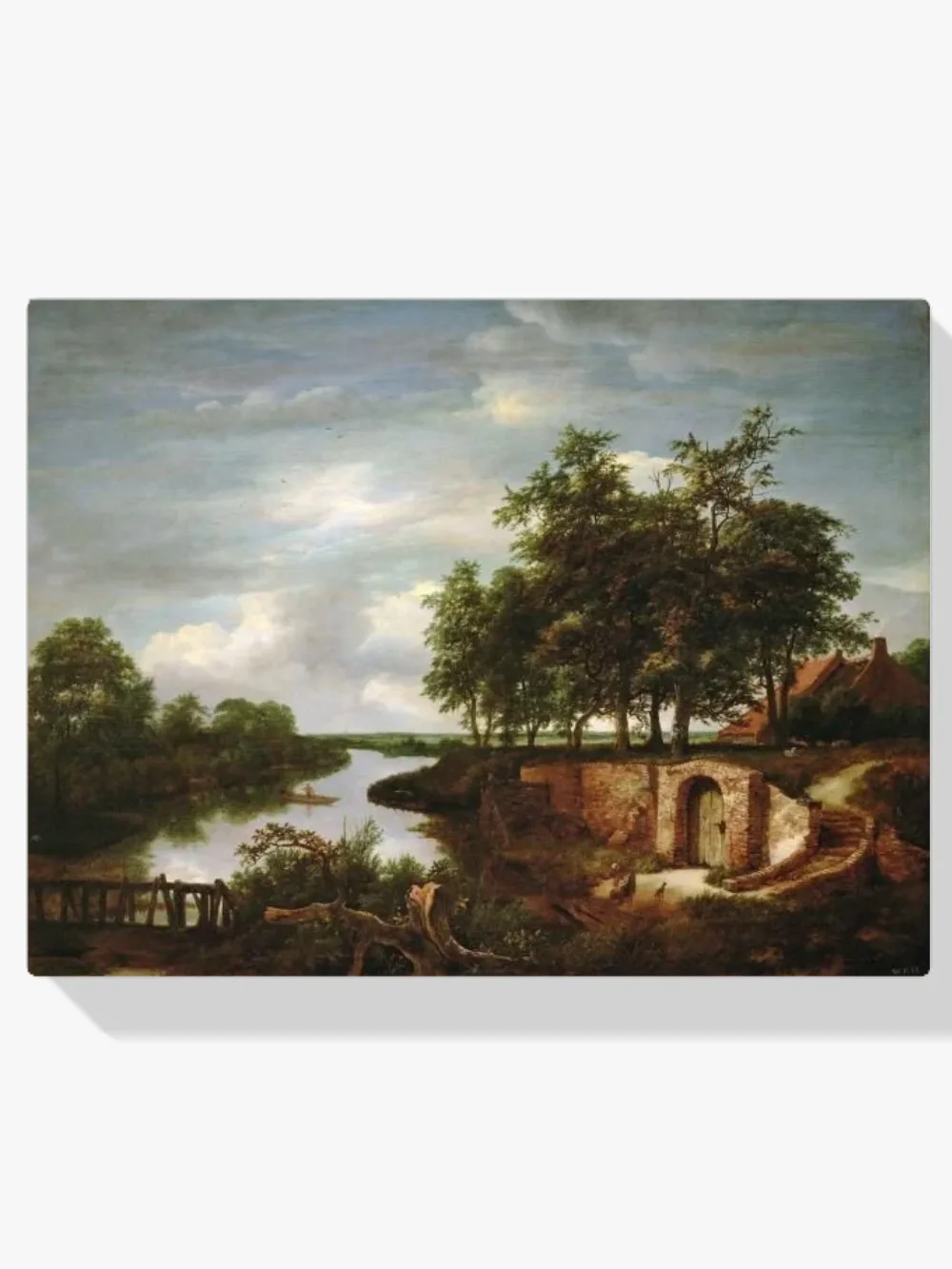 Pintar por números Paisaje fluvial con entrada a una bodega