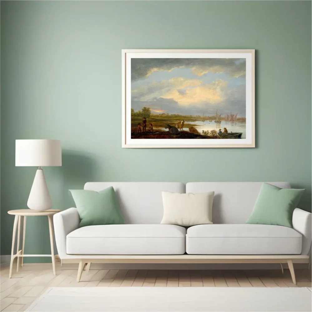 Pintar por números Paisaje fluvial con ganado – foto 4