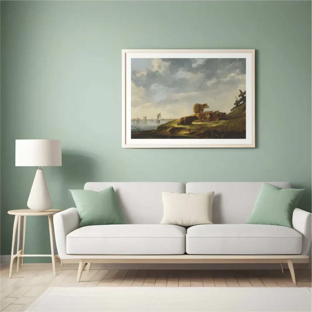 Pintar por números Paisaje fluvial con siete vacas – foto 4